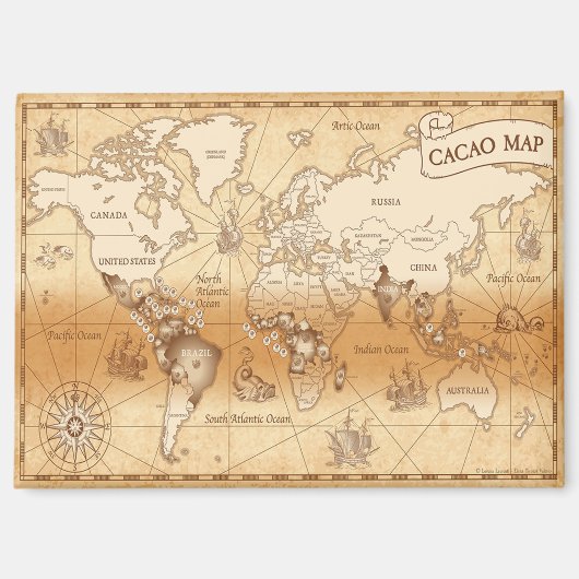 VintageCacao World Map Magnet (Vorderseite)