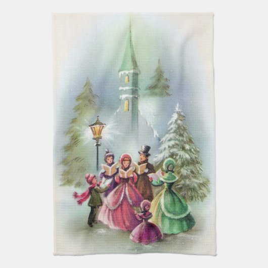 VintageChristmas Carolers-Geschirrtuch Küchentuch (Vertikal)