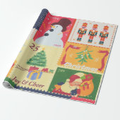 VintageChristmas Postal Stamps Geschenkpapier (Ungerollt)