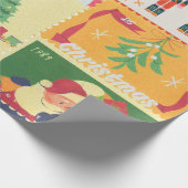 VintageChristmas Postal Stamps Geschenkpapier (Ecke)