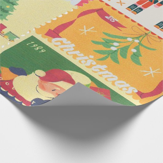 VintageChristmas Postal Stamps Geschenkpapier (Ecke)