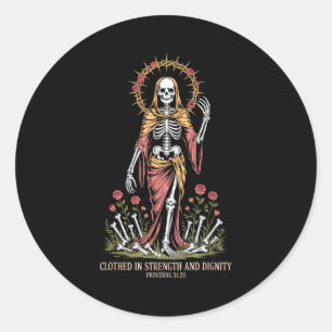 Vintagecore Gothic Skeleton Sprüche 31_25 Stärke Runder Aufkleber