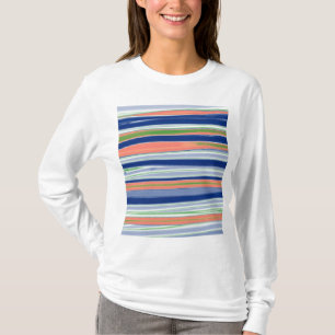 Vintagefarbene gestreifte abstrakte Kunst T-Shirt