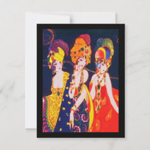 Vintagefarbige Deco-Frauen mit Schmuck Einladung