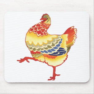 Vintagefarbige Hofhühner vom Bauernhof Mousepad