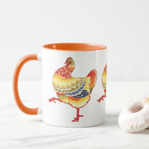 Vintagefarbige Hofhühner vom Bauernhof Tasse