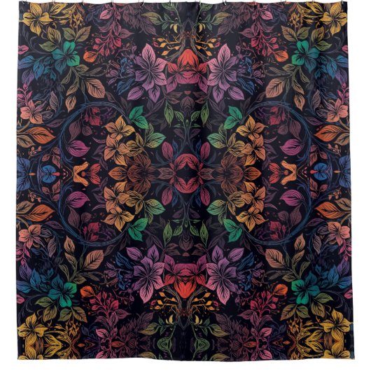 Vintagefarbige Regenbogen-Blumen Duschvorhang (Vorderseite)