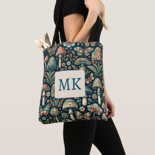Vintagefarbige Schmetterlinge, Pilze und Laub Tasche