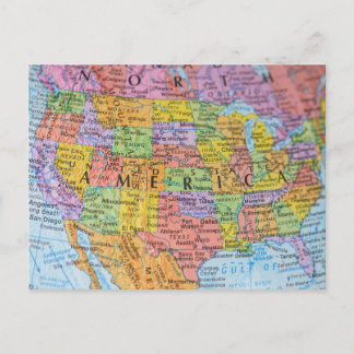 Vintagefarbige USA-Karten-Puzzle-Illustration Postkarte