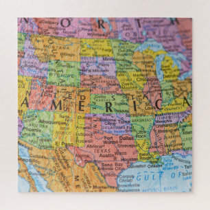 Vintagefarbige USA-Karten-Puzzle-Illustration Puzzle