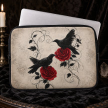 Vintagegotische Raben Karmesinrote Rosen