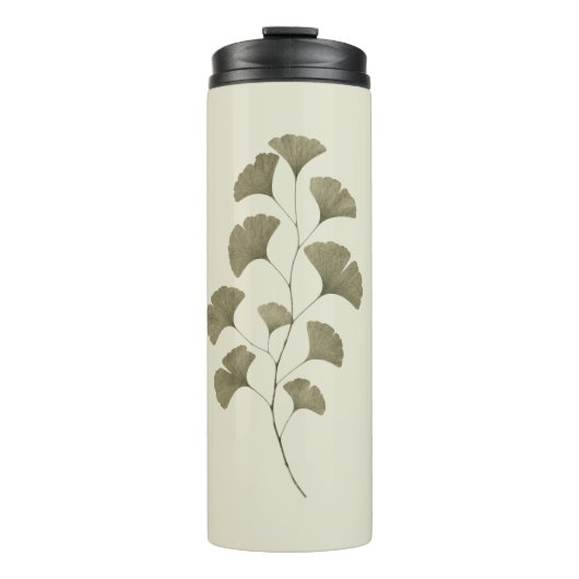 Vintagegrüne Ginkgoblätter Thermosbecher (Vorderseite)