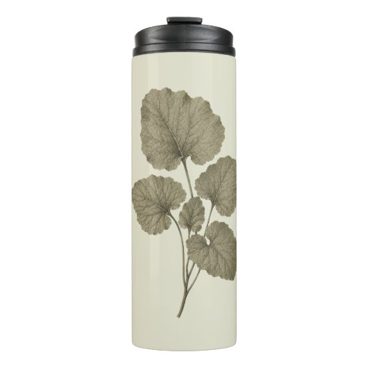 Vintagegrüne Klettenblätter Thermosbecher (Vorderseite)