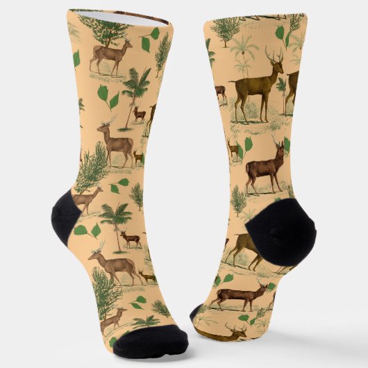 Vintagehirsche und Bäume Socken (Gewinkelt)