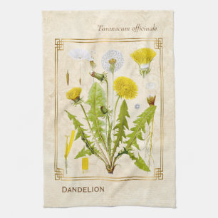 Vintagel Herbal Gelbe Löwenzahnblüten Botanical Geschirrtuch