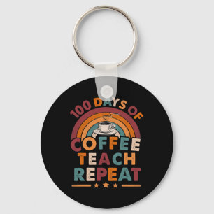 Vintagen 100 Schultage für Teacher Kaffee Liebe Schlüsselanhänger