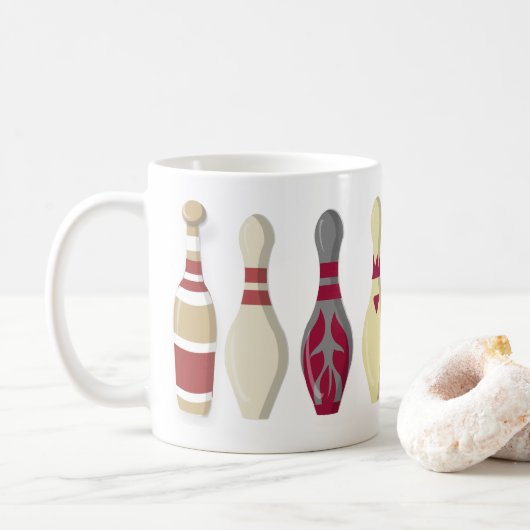 Vintagen 10 Button Bowling Buttone Kaffeetasse (Mit Donut)