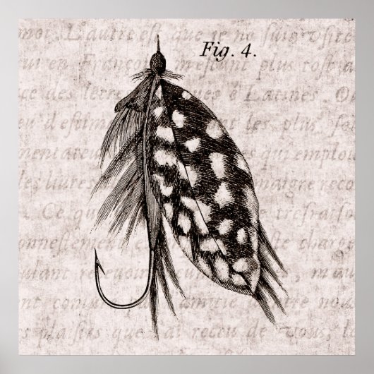 Vintagen 1800er Jahre Angelfliegen lockern Lure Poster (Vorne)