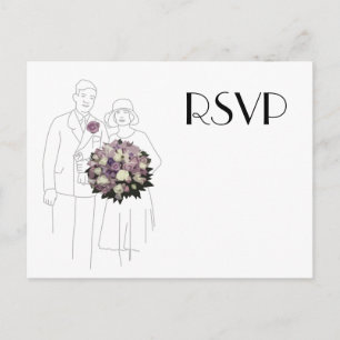 Vintagen 1920er-Hochzeit-RSVP-Postkarte Einladungspostkarte