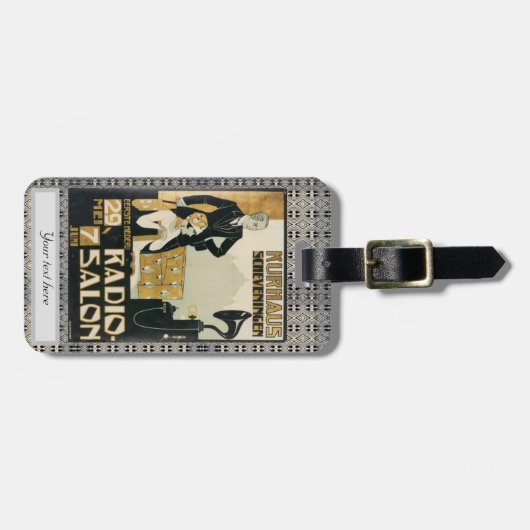 Vintagen 1920er Jahre Niederländischer Radiosalon Gepäckanhänger (Vorderseite horizontal)