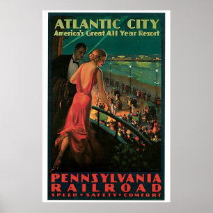 Vintagen 1930er Jahre Atlantic City Travel ad Poster