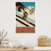 Vintagen 1930er Jahre Norwegen-Skifahrer Poster (Küche)