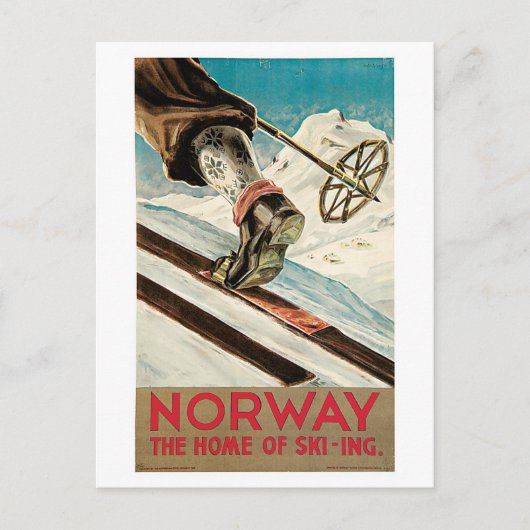 Vintagen 1930er Jahre Norwegen-Skifahrer Postkarte (Vorderseite)