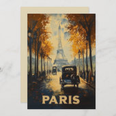 Vintagen 1930er Jahre Paris Reiseposter Eiffelturm Einladung (Vorne/Hinten)