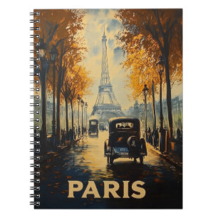 Vintagen 1930er Jahre Paris Reiseposter Eiffelturm Notizblock