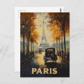 Vintagen 1930er Jahre Paris Reiseposter Eiffelturm Postkarte (Vorne/Hinten)