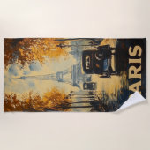 Vintagen 1930er Jahre Paris Reiseposter Eiffelturm Strandtuch (Vorderseite)