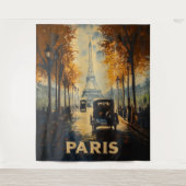 Vintagen 1930er Jahre Paris Reiseposter Eiffelturm Wandteppich (Vorderseite)