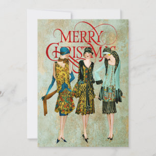 Vintagen 1930er Jahre Weihnachtsgrüße für Frauen Feiertagskarte