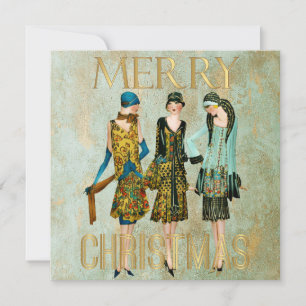 Vintagen 1930er Jahre Weihnachtsgrüße für Frauen Feiertagskarte