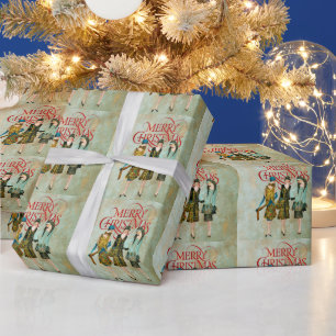 Vintagen 1930er Jahre Weihnachtsgrüße für Frauen Geschenkpapier