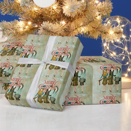 Vintagen 1930er Jahre Weihnachtsgrüße für Frauen Geschenkpapier (Feiertage)