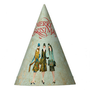 Vintagen 1930er Jahre Weihnachtsgrüße für Frauen Partyhütchen