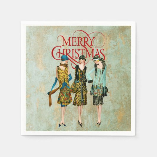 Vintagen 1930er Jahre Weihnachtsgrüße für Frauen Serviette (Vorderseite)
