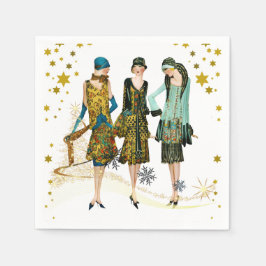 Vintagen 1930er Jahre Weihnachtsgrüße für Frauen Serviette