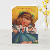 Vintagen 1950er-Jahre Happy Birthday Small Niece Karte (Gelbe Blume)