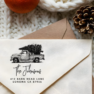 Vintagen 1950er Jahre Truck&Tree Country Weihnacht Gummistempel