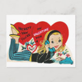 Vintagen 1950er Teen on Phone Valentine Postkarte (Vorderseite)
