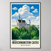 Vintagen 1960er Neuschwanstein Burgreise Poster (Vorne)
