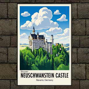 Vintagen 1960er Neuschwanstein Burgreise Poster