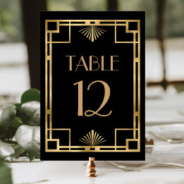 Vintagen 20er Deko Frame Black Gold Wedding Tischnummer
