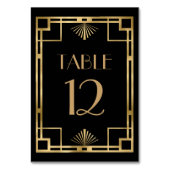 Vintagen 20er Deko Frame Black Gold Wedding Tischnummer (Vorderseite)