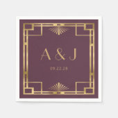Vintagen 20er Deko Frame Gold Burgundy Wedding Serviette (Vorderseite)