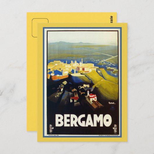 Vintagen 20er Jahre Bergamo Italien Postkarte (Vorne/Hinten)