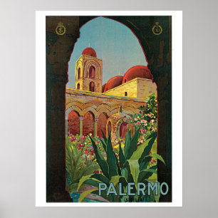 Vintagen 20er Jahre Palermo Sizilien Reise Poster