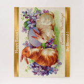 Vintagen 2 Kaninchen Osterhitze Puzzle (Vertikal)